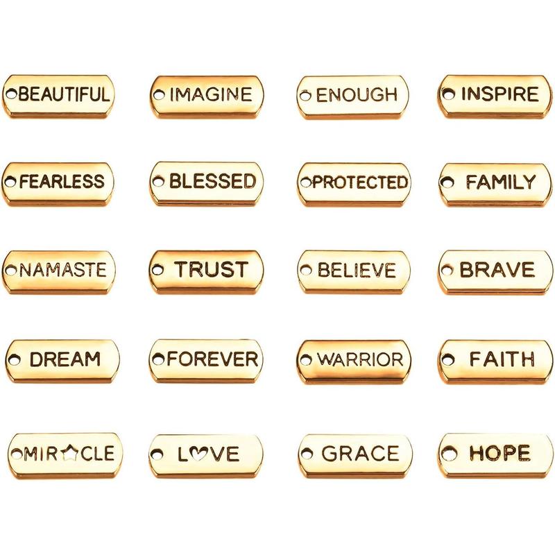 80 count Word Charms Pendants Engraved Motivational Charms Pendants  Making Accessories for DIY Necklaces, Bracelets, Key Chains()