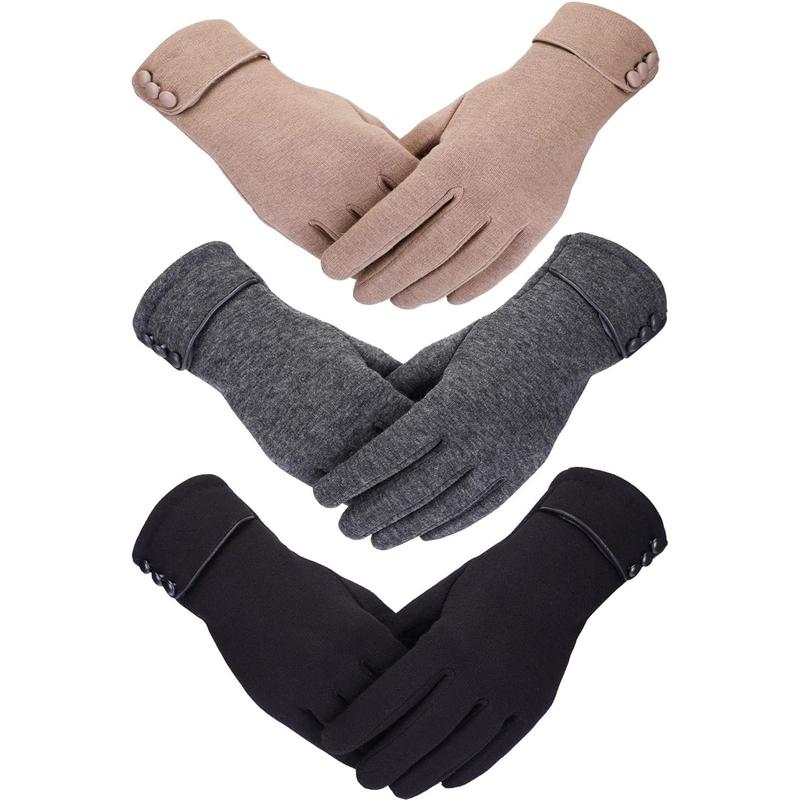 3 Pairs Womens Gloves Winter Touchscreen Texting Phone Windproof Gloves Lined Cold Weather Warm Gloves