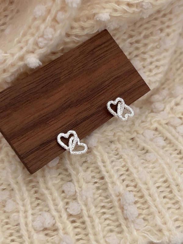 Heart Design Stud Earrings, Fashionable Textured Earrings for Women for Party, Daily Clothing Decor, Trendy All-match & Exquisite Jewelry for Birthday Gift