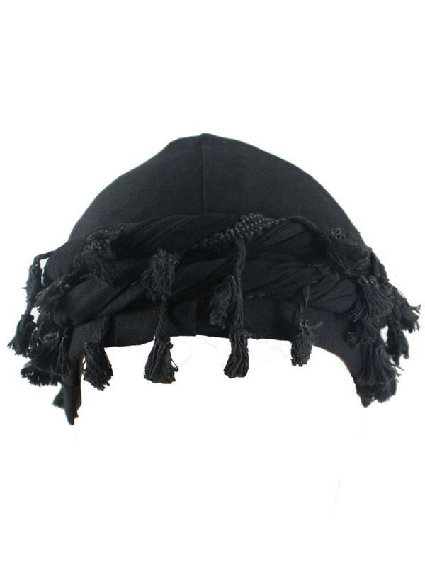 Men's Casual Turban Hat with Tassel Design - Fashionable and Trendy, Plain Color, Suitable for Party, Daily Wear, All-match & Exquisite, Ideal Birthday Gift, Male Accessories, Goth Style