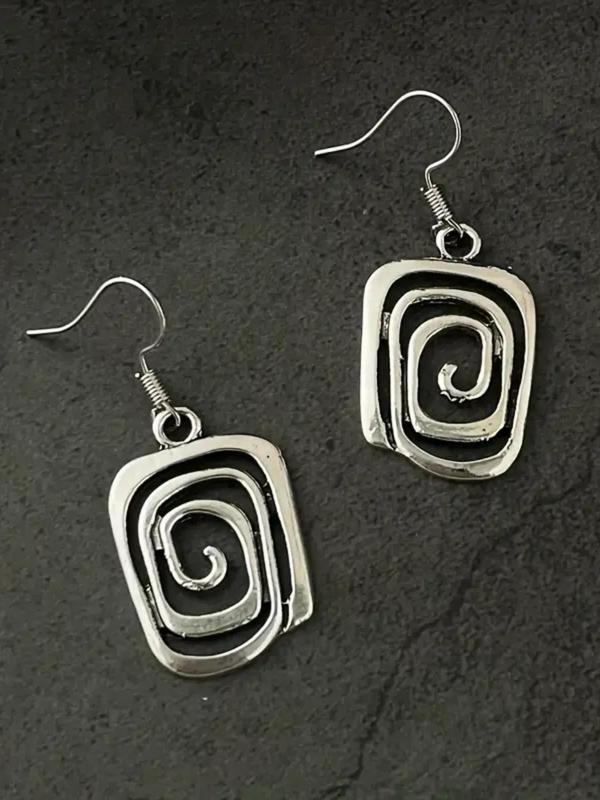 Vintage Geometric Design Dangle Earrings, Boho Style Spiral Earrings for Women, Elegant All-match Fashion Accessories for Daily Wear