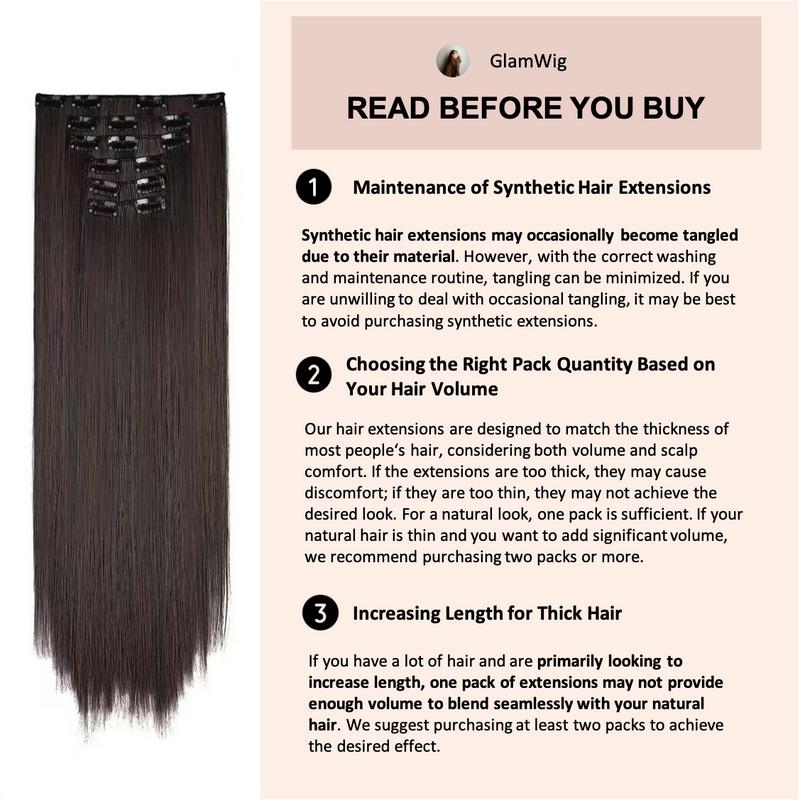 6 Pcs Clip-in Hair Extensions for Instant Hair Transformation