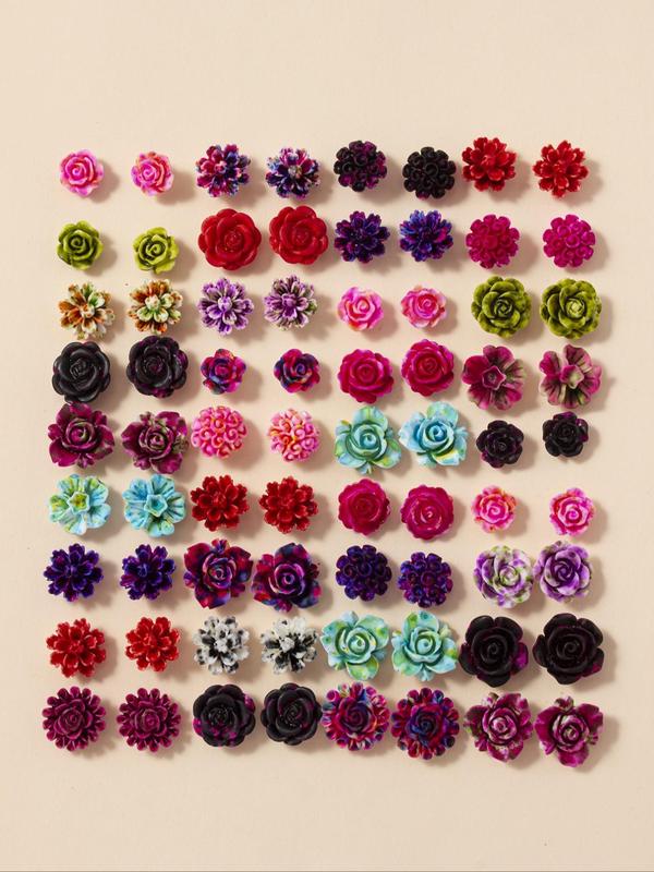 Random Color Flower Design Stud Earrings (36 Pairs), Fashionable Jewelry for Women & Girls, fashion jewelry for party, daily clothing decor, trendy all-match & exquisite jewelry for birthday gift