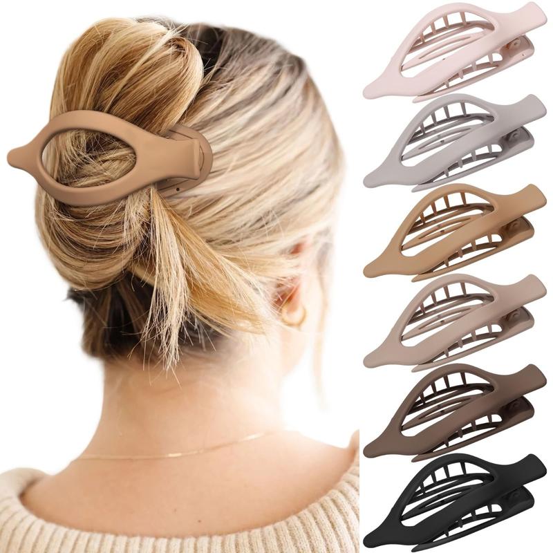 AWAYTR French Concord Hair Clips Side Slide Duckbill Clips for Women Girls Strong Hold No Slip Grip Thick or Thin Hair 6Pcs Set