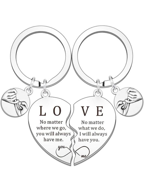 Couple Keychain, Heart Shaped Stainless Steel Keychain for Men Boyfriend Husband, Fashion Accessories for Daily Use, Trendy All-match & Exquisite Keychain for Birthday Gift