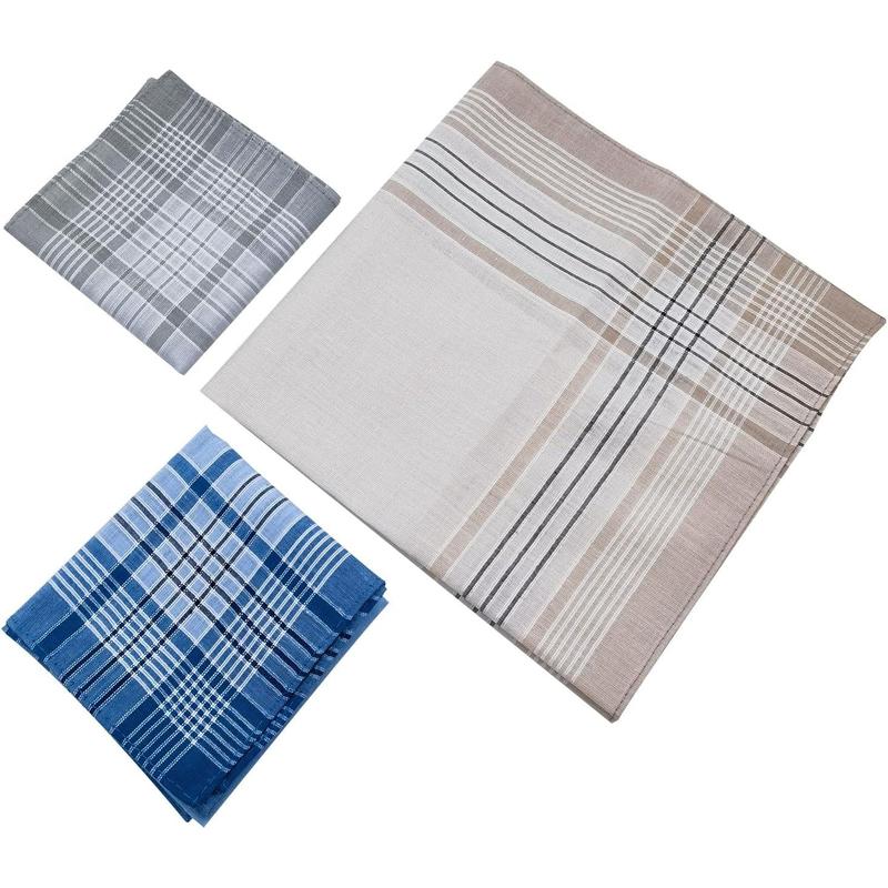 Men's Handkerchiefs 100% Cotton Handkerchief with Check