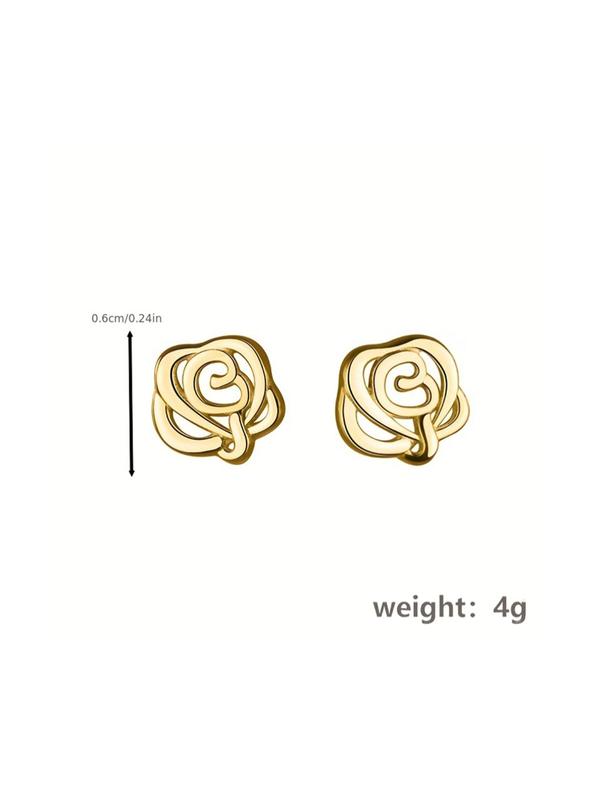 Women's Elegant Rose Stud Earrings As Gift for Girlfriend, Trendy Hollow out Stud Earrings, Fashionable Matching Jewelry for Women for Daily Decoration