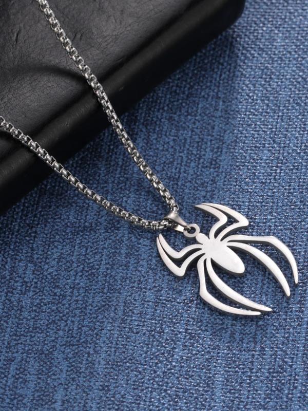 Stainless Steel Spider Pendant Necklace for Men, Casual Trendy All-match Jewelry for Girls Gift, Male Classic Fashion Accessories for Daily Wear