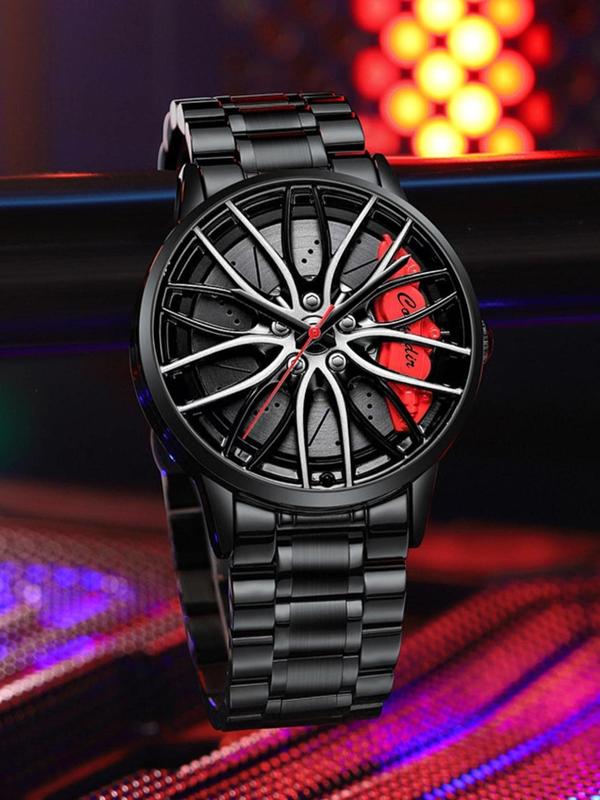 Men's Business Fashion Fully Automatic Movement Quartz Watch, Fashion Hollow Out Round Dial Analog Quartz Watch for Party, Daily Clothing Decor