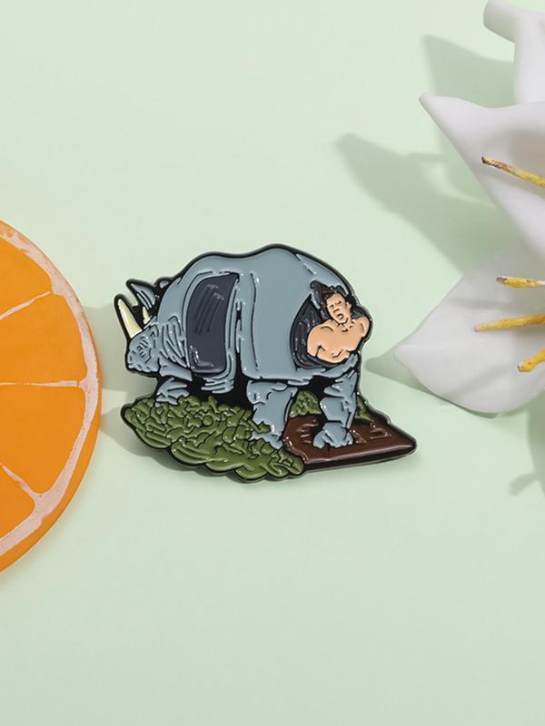 Cartoon Rhinoceros Brooch, Cute Rhinoceros Design Brooch, Fashion Accessories for Women & Men, Trendy All-match & Exquisite Brooch for Birthday Gift