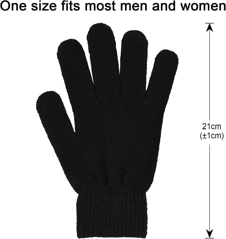 3 Pairs Winter Magic Gloves Warm Strecty Knit Gloves For Men Women in Common Size, Black