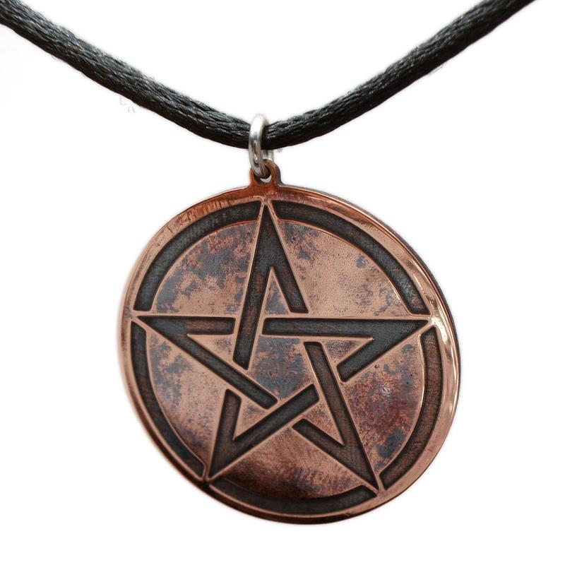 Copper Pentacle  pendant, medalion personalized pagan gift