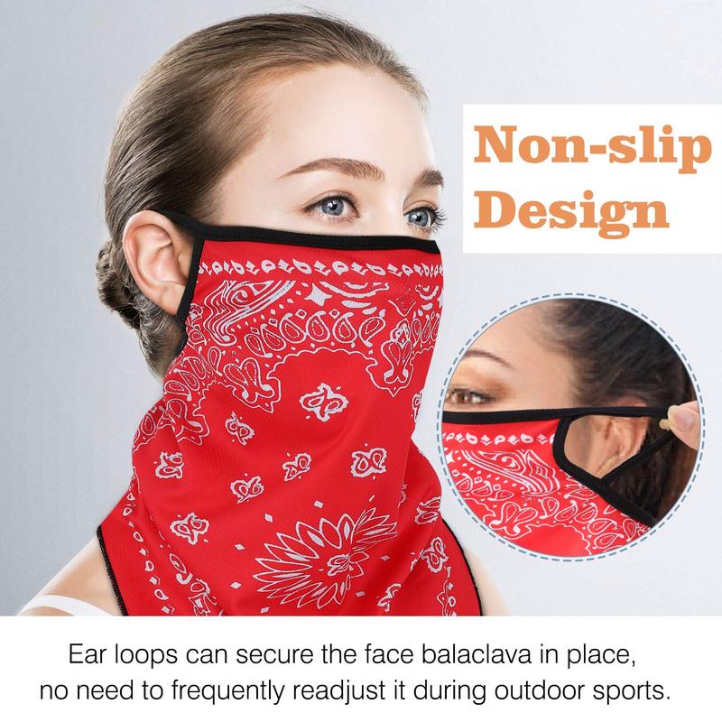 MoKo Scarf Mask Bandana with Ear Loops 3 Pack, Neck Gaiter Balaclava Dust UV Sun Protection Outdoors Face Mask for Women Men