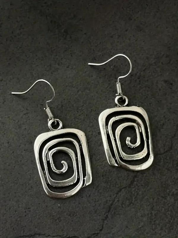 Vintage Geometric Design Dangle Earrings, Boho Style Spiral Earrings for Women, Elegant All-match Fashion Accessories for Daily Wear