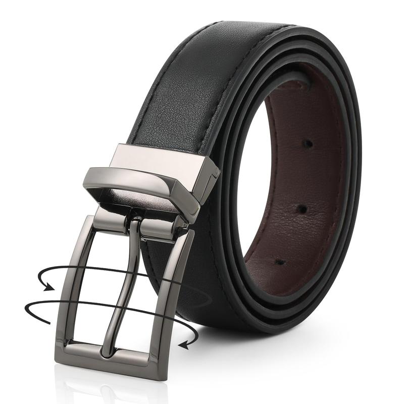 AWAYTR Reversible PU Leather Belt for Women Two-in-One Belt for Jeans Dress Fashion Women Men Belt with Rotated Buckle