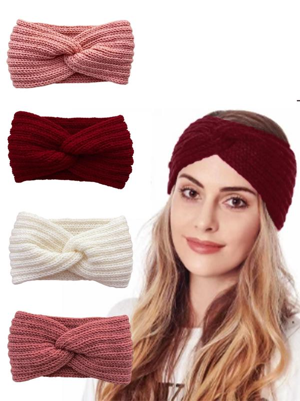 Solid Color Knot Design Hair Band, Casual Warm Hair Accessories for Women & Girls, Minimalist Headwear Suitable for Thick Hair