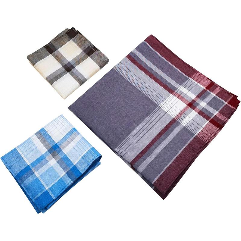 Men's Handkerchiefs 100% Cotton Handkerchief with Check