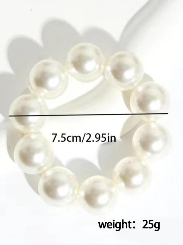 Elegant Faux Pearl Decorated Hair Tie, Seamless High Stretch Hair Tie for Women & Girls, Fashion Hair Accessories for Party, Daily Decor