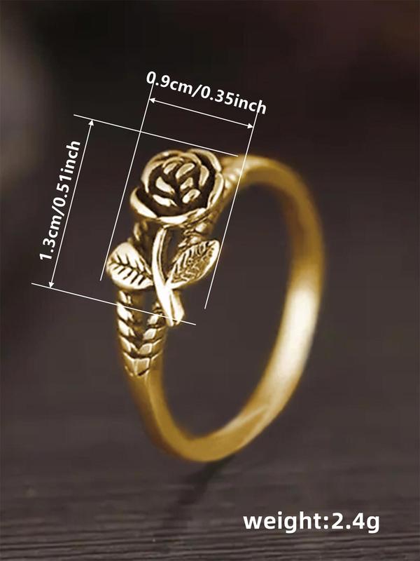 Women's Elegant Flower Design Engagement Ring, Trendy All-match Promise Ring for Women & Girls, Fashion Vintage Jewelry As Gift for Daily & Party Decor