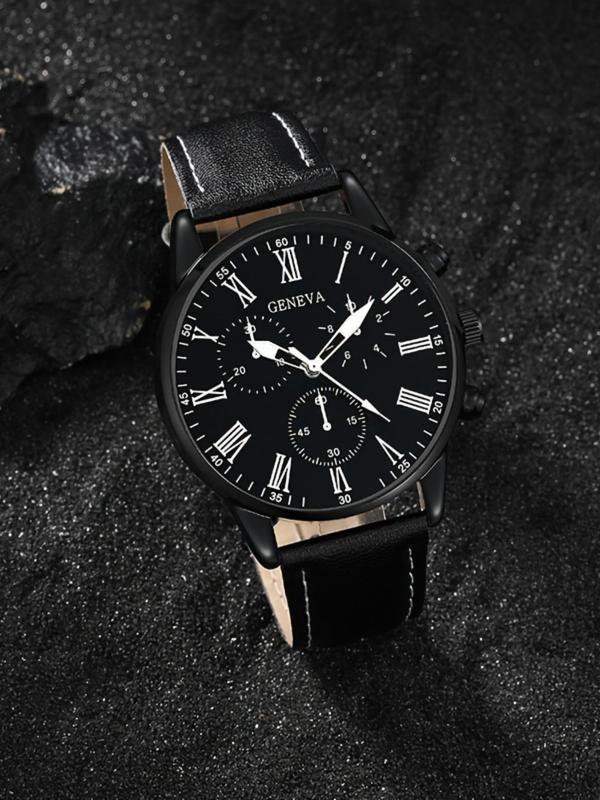 Men's Fashion Round Dial Analog Quartz Watch, with Box, Fashion Watch Set for Party, Daily Decor, Trendy All-match & Exquisite Watch Set for Birthday Gift