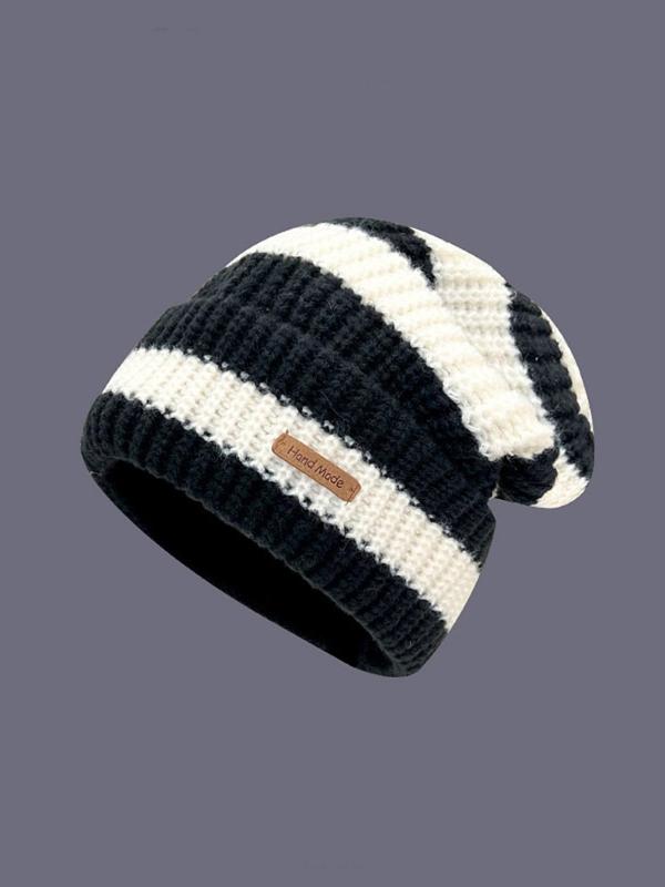 Striped Pattern Beanie Hat, Casual Warm Knit Hat for Fall & Winter, Fashion Accessories for Both Men & Women, Warm and Stylish Beanie for Men, Suitable for Street, Outdoor Sports, Skiing