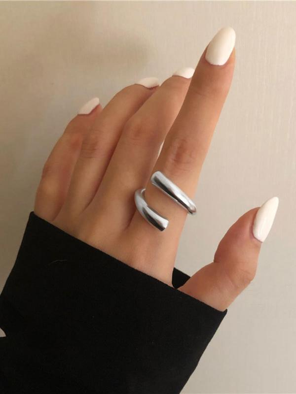 Vintage Geometric Design Cuff Ring, Casual Trendy Ring Stack, Rings Jewelry for Girls Gift, Female Classic Fashion Cute Accessories for Daily Wear