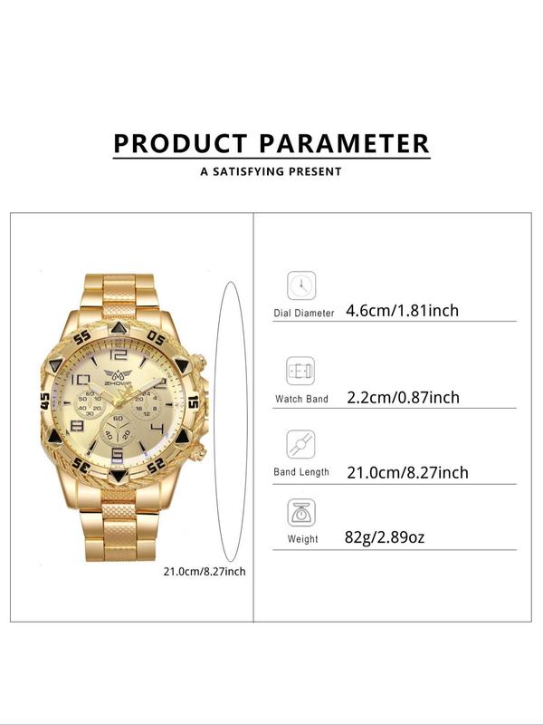 Men's Business Fashion Round Dial Analog Quartz Watch, Fashion Watch for Party, Daily Decor, Trendy All-match & Exquisite Watch for Birthday Gift with Box