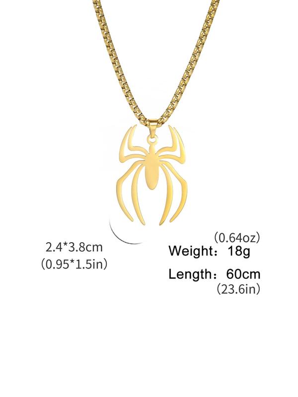 Stainless Steel Spider Pendant Necklace for Men, Casual Trendy All-match Jewelry for Girls Gift, Male Classic Fashion Accessories for Daily Wear