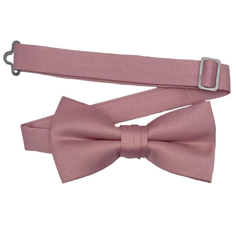 Men's Bow Tie Quality clip on adjustable neck band Satin Solid Pattern Colors