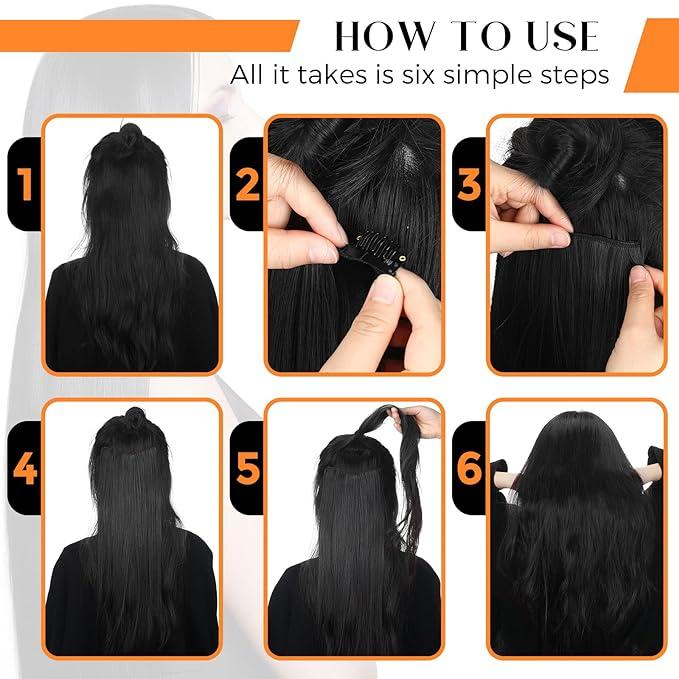 6 Pcs Clip-in Hair Extensions for Instant Hair Transformation