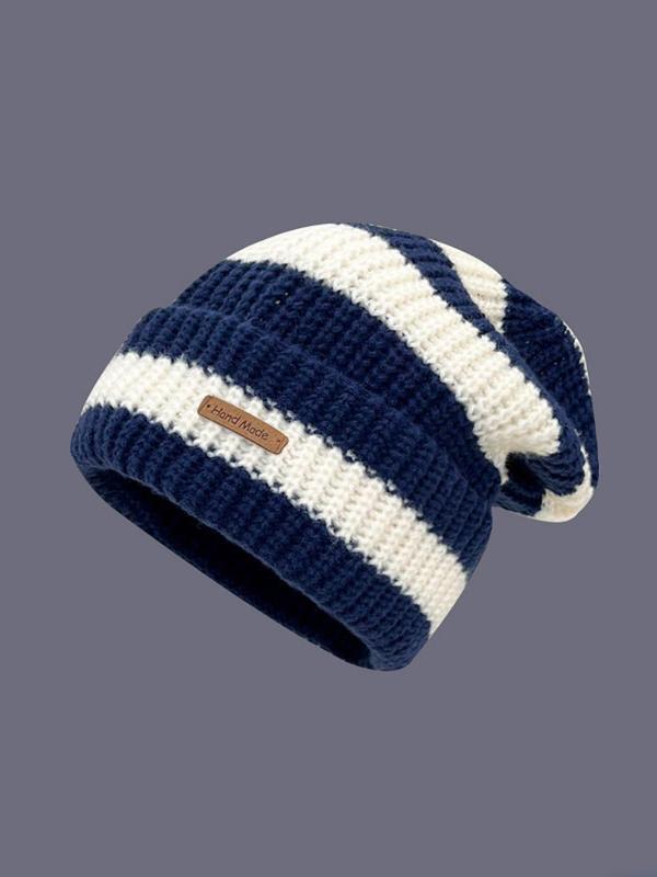 Striped Pattern Beanie Hat, Casual Warm Knit Hat for Fall & Winter, Fashion Accessories for Both Men & Women, Warm and Stylish Beanie for Men, Suitable for Street, Outdoor Sports, Skiing