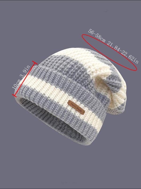 Striped Pattern Beanie Hat, Casual Warm Knit Hat for Fall & Winter, Fashion Accessories for Both Men & Women, Warm and Stylish Beanie for Men, Suitable for Street, Outdoor Sports, Skiing