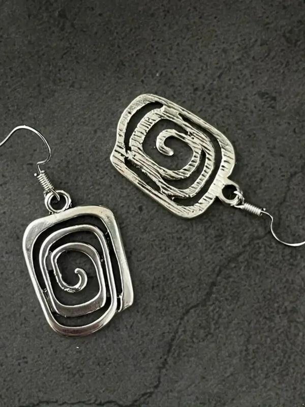 Vintage Geometric Design Dangle Earrings, Boho Style Spiral Earrings for Women, Elegant All-match Fashion Accessories for Daily Wear