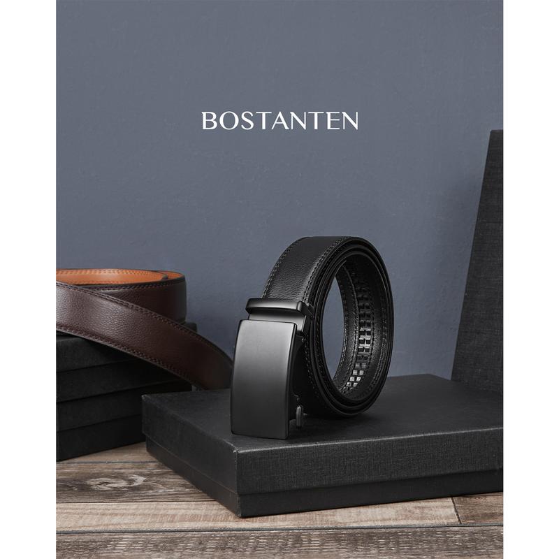 BOSTANTEN Mens Belt Leather Ratchet Belt For Men Designer Belt Dress and Casual with Adjustable Buckle for Men's Wear Black Friday