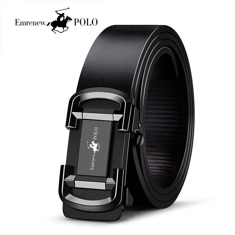 POLO Explosive belt, men's automatic buckle belt, casual business trend, new men's fashionable versatile cowhide pants belt