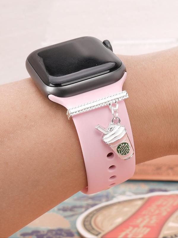 Creative Coffee Cup Design Watch Band Charm Decor, Fashionable Watch Band Charm for Women & Girls, Trendy Exquisite Watch Band Accessories for Birthday Gift