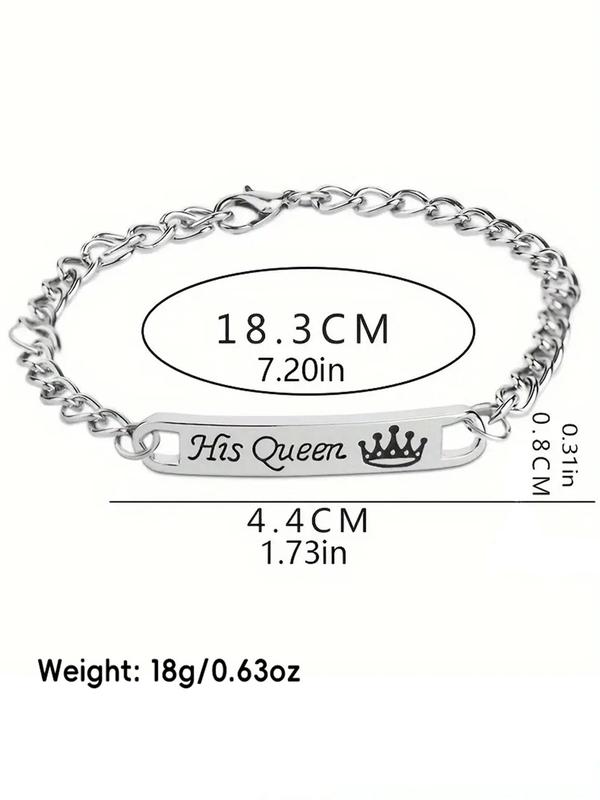 Couple Pairing Bracelets & Necklaces, Rhinestone Decor Heart Pendant Necklace  & Chain Bracelet, Fashion Jewelry Accessories for Women & Men