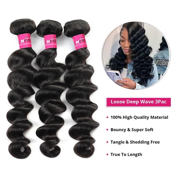 Thick Loose Deep Wave Human Hair Bundles 100% Raw Human Hair Weave Extensions 3 4 Bundles Deals