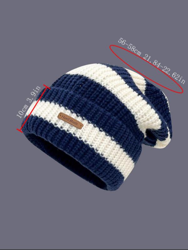 Striped Pattern Beanie Hat, Casual Warm Knit Hat for Fall & Winter, Fashion Accessories for Both Men & Women, Warm and Stylish Beanie for Men, Suitable for Street, Outdoor Sports, Skiing