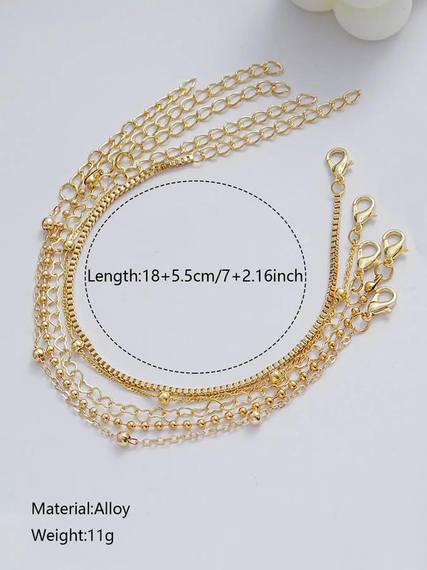 5pcs set Simple Minimalist Chain Link Bracelet, Streetwear Stack Bracelet, Fashion All-match Accessories for Women, Trendy Matching Jewelry for Party and Daily Life