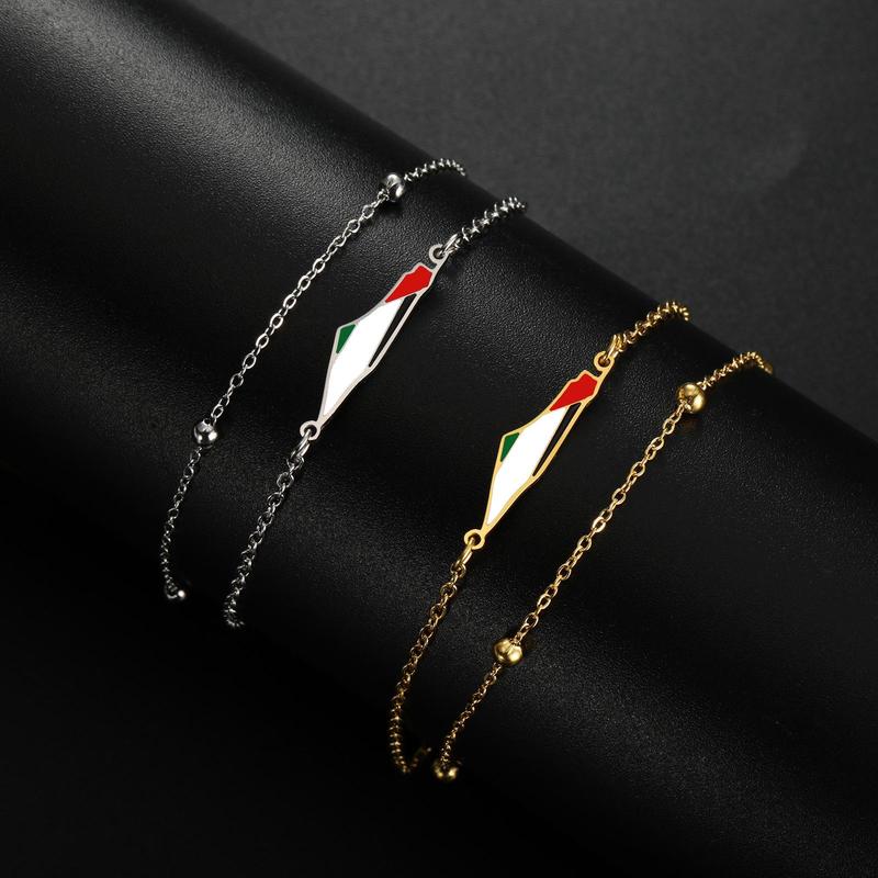 New Palestine Map Double Bead Necklace Women's Bracelet Stainless Steel Jewelry