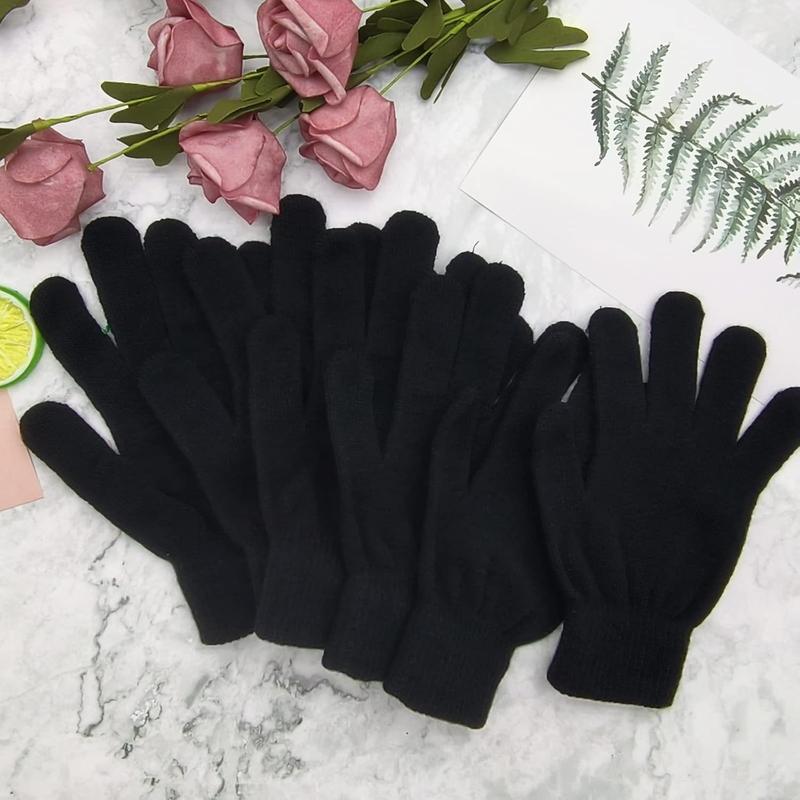 3 Pairs Winter Magic Gloves Warm Strecty Knit Gloves For Men Women in Common Size, Black