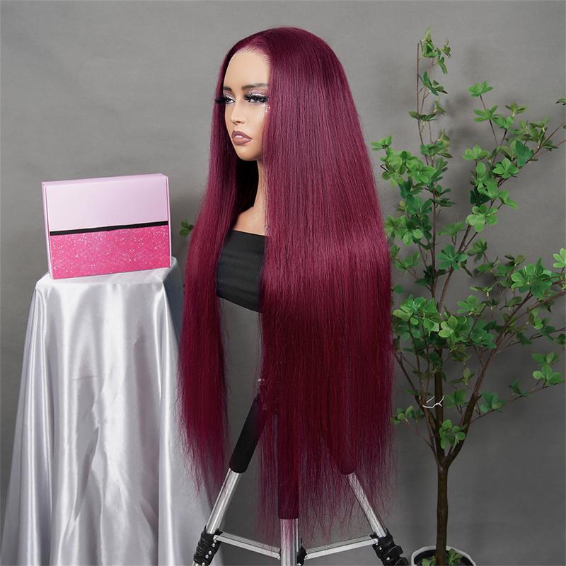 99J Burgundy Straight 6*4 Wear Go Pre Plucked Pre Cut Glueless Lace Closure Wig BGMgirl Colored Wig