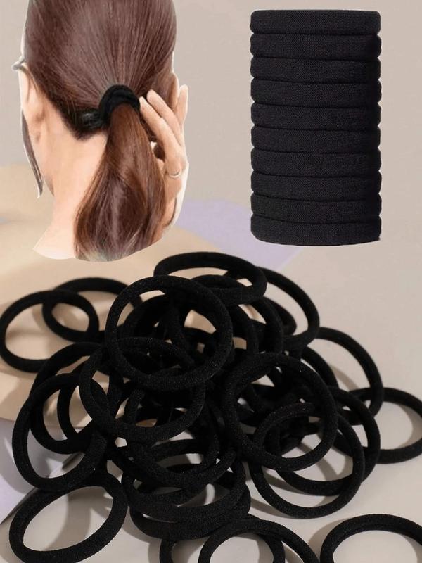 Solid Color Hair Tie, 50pcs pack High Stretch Hair Ties, Fashion Hair Accessories for Women & Girls, Minimalist Headwear Suitable for Thick Hair