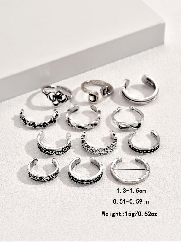 Boho Style Hollow Out & Flowers & Braid & Geometric Design Toe Rings, Summer Trendy All-match & Exquisite Jewelry for Party, Daily Clothing Decor