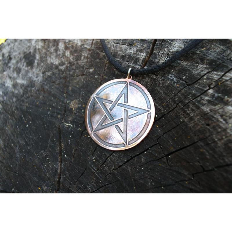 Copper Pentacle  pendant, medalion personalized pagan gift