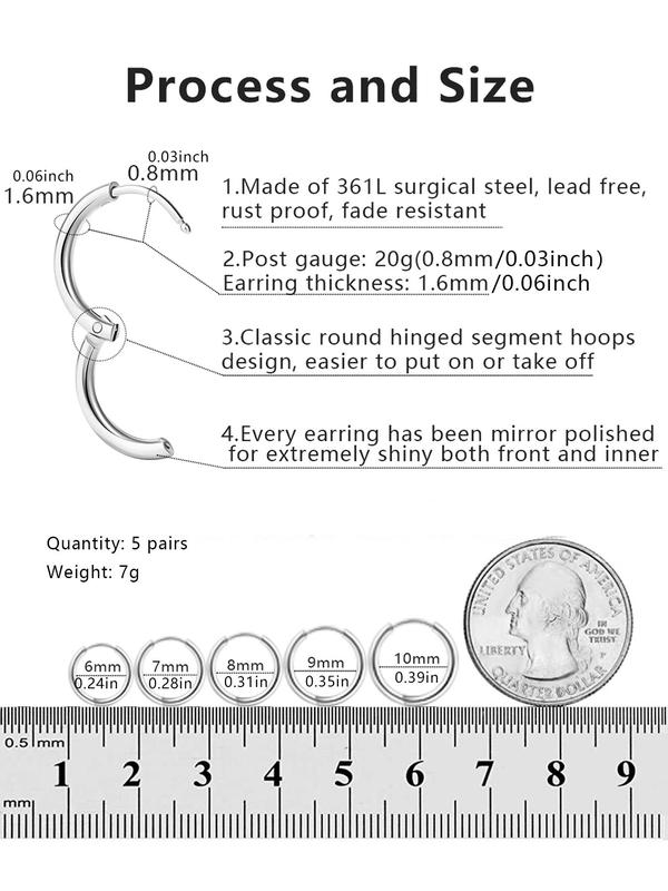 Women's Cute Small Hoop Earrings for Fall Summer 2024, Fashion Stainless Steel Earrings for Women, Casual Matching Jewelry for Summer Vacation Beach, Trendy Exquisite Jewelry for Birthday Gift Fall