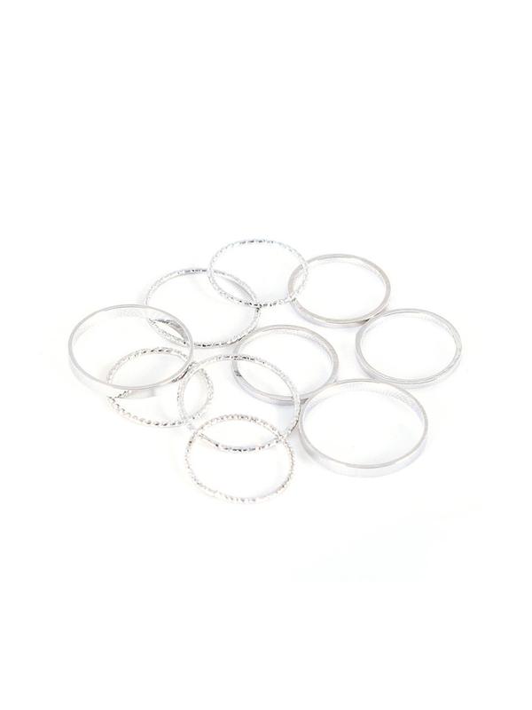 10pcs set Simple Plain Color Alloy Ring, Creative Minimalist Retro Joint Rings, Fashion Accessories For Women & Girls