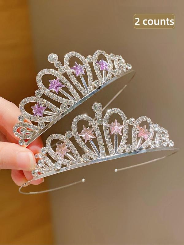 Rhinestone Decorated Crown Tiara, 1 Count 2 4 Counts 2024 New Style Crown Tiara for Girls, Fashion Hair Accessories for Party, Daily Clothing Decor, for Birthday Gift