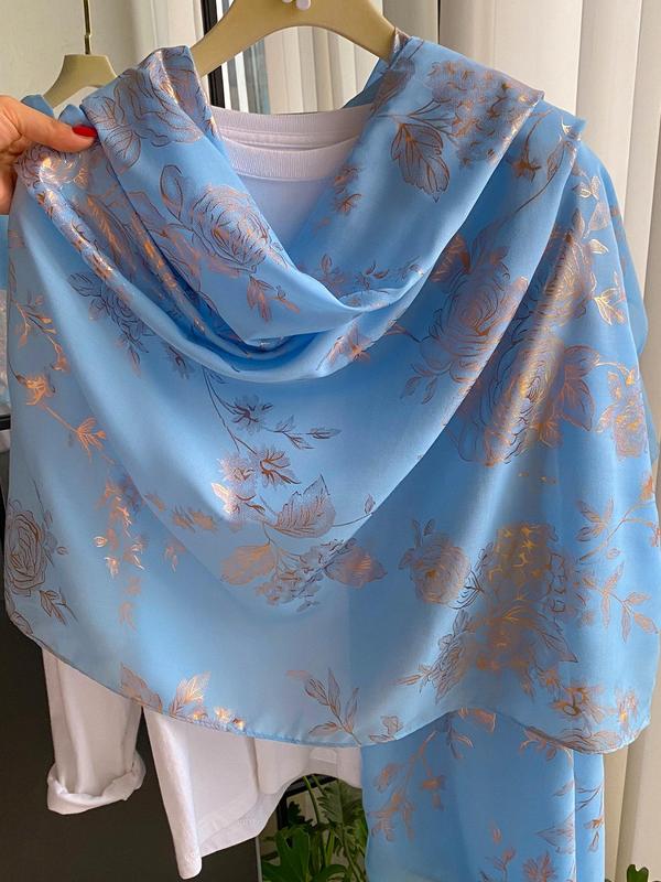 Women's Elegant Floral Print Scarf, New Style Exquisite Trendy Shawl, Fashionable Scarf for Women & Girls for All Season